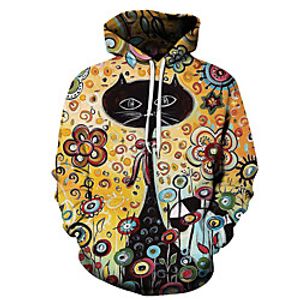 Men's Unisex Pullover Hoodie Sweatshirt Cat Graphic Prints Print Casual Daily Holiday 3D Print Basic Designer Hoodies Sweatshirts  Blue Yellow Orange Lightinthebox
