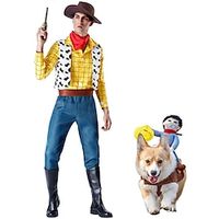 Toy Story Woody Cosplay Costume Halloween Props Masquerade Men's Pet Dog's Movie Cosplay Anime Halloween Yellow Vest Shirt Pants Halloween Carnival Masquerade Polyester Lightinthebox - thumbnail