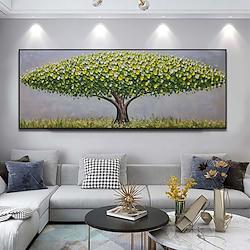 Handmade Oil Painting Canvas Wall Art Decoration Modern Abstract 3D Palette Knife Green Money Tree for Home Decor Rolled Frameless Unstretched Painting Lightinthebox