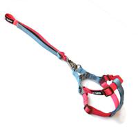 Helepet Flat Pet Leash Harness-Metal Buckle Pink Grey Medium