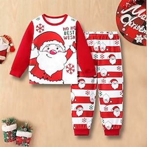 Christmas Boys 3D Santa Claus Pajama Set Long Sleeve 3D Print Fall Winter Active Cool Daily Polyester Kids 3-12 Years Crew Neck Home Causal Indoor Regular Fit Lightinthebox