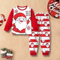 Christmas Boys 3D Santa Claus Pajama Set Long Sleeve 3D Print Fall Winter Active Cool Daily Polyester Kids 3-12 Years Crew Neck Home Causal Indoor Regular Fit Lightinthebox - thumbnail