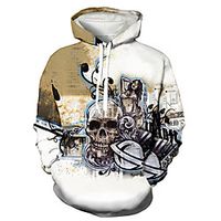 Men's Unisex Pullover Hoodie Sweatshirt Graphic Prints Skull Print Hooded Daily Sports 3D Print 3D Print Casual Hoodies Sweatshirts  Long Sleeve Brown miniinthebox - thumbnail
