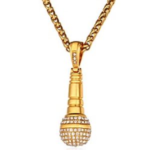 Men's Cubic Zirconia Pendant Necklace Rope Fashion Hip-Hop Hip Hop Stainless Steel Silver Gold 55 cm Necklace Jewelry 1pc For Gift Daily miniinthebox