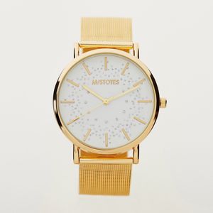 Mistotes Crystal Studded Round Dial Wristwatch