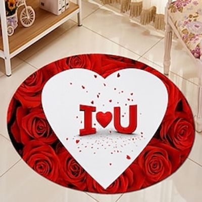 Valentine's Round Area Rug for Living Room Rose Floor Carpet Accent Throw Runner Rug Red Plaid Kids Play Mats Bedroom Nursery Lightinthebox
