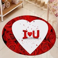 Valentine's Round Area Rug for Living Room Rose Floor Carpet Accent Throw Runner Rug Red Plaid Kids Play Mats Bedroom Nursery Lightinthebox - thumbnail