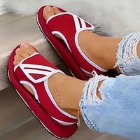 Women's Sandals Flat Sandals Flat Heel Open Toe Sporty Polyester Magic Tape Black Pink Red miniinthebox - thumbnail