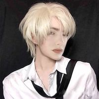 Blonde Wigs for Men Men Short Wig Light Yellow Blonde Synthetic Wigs with Bangs for Male Women Boy Cosplay Costume Anime Halloween ChristmasPartyWigs Lightinthebox - thumbnail