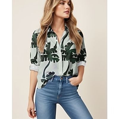 Women's Shirt Blouse Tree Casual Holiday Black Blue Purple Print Button Long Sleeve Fashion Shirt Collar Regular Fit Spring Fall Lightinthebox Women's Shirt Blouse Tree Casual Holiday Black Blue Purple Print Button Long Sleeve Fashion Shirt Collar Regular Fit Spring Fall Lightinthebox