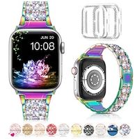 For Apple Watch Band 45mm 44mm 42mm 49mm Series 8 Series 7 6 5 4 3 2 1 SE UltraBling Replacement Bracelet for iWatch Band Diamond Rhinestone Stainless Steel Metal Wristband Strap Lightinthebox - thumbnail