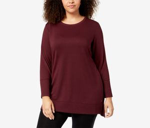 Womens Long-Sleeve Tunic Top  Vintage Maroon