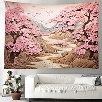Pink Cherry Blossom Hanging Tapestry Wall Art Large Tapestry Mural Decor Photograph Backdrop Blanket Curtain Home Bedroom Living Room Decoration miniinthebox Pink Cherry Blossom Hanging Tapestry Wall Art Large Tapestry Mural Decor Photograph Backdrop Blanket Curtain Home Bedroom Living Room Decoration miniinthebox