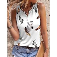 Women's Tank Top Vacation Print White Sleeveless Vintage Boho V Neck Summer Lightinthebox