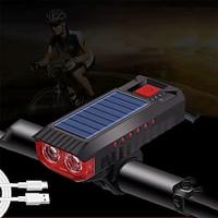 USB Solar Charging LED Bicycle Lighting Road Bicycle Headlights Flashlight Charging Power Display Bicycle Accessories Gear Adjustment with Speaker Function 1PC Lightinthebox