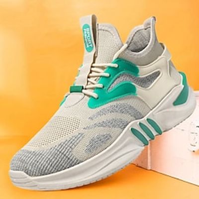 Men's Sneakers Flyknit Shoes Dad Shoes Running Walking Sporty Casual Outdoor Daily Microfiber Height Increasing Elastic Band off white Black Blue Spring Fall Lightinthebox