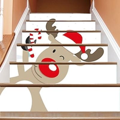 3D Christmas Stair Stickers Decals Xmas Staircase Decals Removable Tile Stair Risers Decals Xmas Home Decor 6 Pieces,Christmas Home Decor miniinthebox