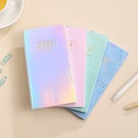 2PCS Laser 2024 A6 English Planner Dazzling Starlight Color Notebook Leather Weekly Calendar Planner Lightinthebox - thumbnail