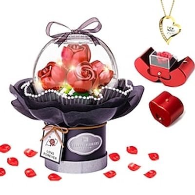 Rose Flowers Building Set 305Pcs with Heart shaped necklace Office Home Flowers Decor Building Kits Botanical Collection Building Toys Best Gifts for Kids Adults Girls Women for Valentine's Day Lightinthebox