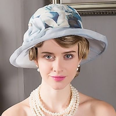 Hats Ice Silk Bucket Hat Floppy Hat Sun Hat Wedding Tea Party Elegant Simple Romantic With Bowknot Splicing Headpiece Headwear Lightinthebox