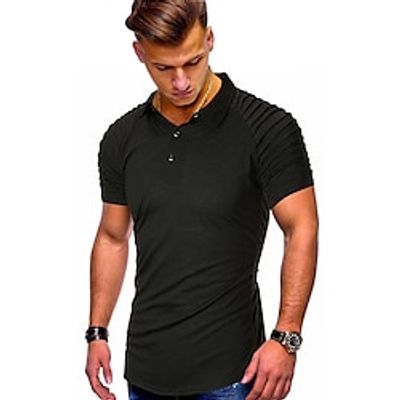 style men's short-sleeved t-shirt men's an  n style solid color shoulder folds casual men's polo shirt men Lightinthebox