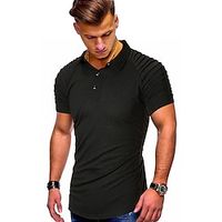 style men's short-sleeved t-shirt men's an  n style solid color shoulder folds casual men's polo shirt men Lightinthebox - thumbnail