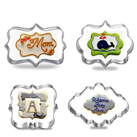 4pcs DIY Blessing Wedding Stainless Steel Cookie Cutters Biscuit Kitchen Mold Baking Pastry Tools