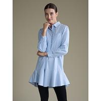 Cotton Solid Button Front Lapel Shirt Dress - thumbnail