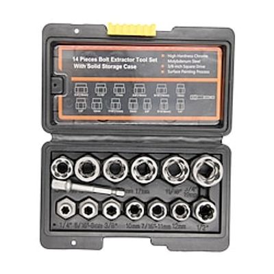 14pc Nut Extractor Screw Extractor Sliding Anti-Theft Screw Bad Nut Removal Tool Set Lightinthebox