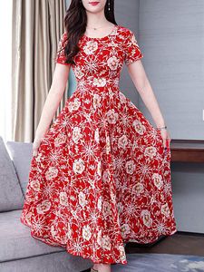 Round Neck Floral Printed Maxi Dress