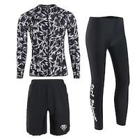 Men's Rash guard Swimsuit UV Sun Protection UPF50 Breathable Long Sleeve Spandex Diving Suit Swimsuit 3-Piece Swimming Diving Surfing Water Sports Spring Summer Autumn  Fall  Quick Dry  Quick Dry Lightinthebox - thumbnail
