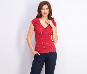 Womens Print Top  Red