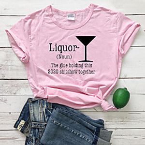 Women's T shirt Graphic Text Letter Print Round Neck Tops 100% Cotton Basic Basic Top White Black Blushing Pink miniinthebox