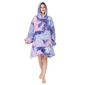 Adults' Hoodie Kigurumi Pajamas Tie Dye Print Onesie Pajamas Flannel Cosplay For Men and Women Christmas Animal Sleepwear Cartoon Festival  Holiday Costumes Lightinthebox