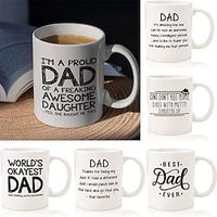 DAD Letter Printed Ceramic Coffee Mug 11oz Proud Dad Of A Awesome Daughter Mug,Best Gifts For Dad, Unique Father's Day Birthday Gift Christmas Gift Lightinthebox - thumbnail