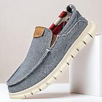 Men's Loafers Slip-Ons Formal Shoes Dress Shoes Canvas Comfortable Slip Resistant Loafer Dark Grey Blue Khaki Lightinthebox