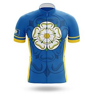 21Grams Men's Short Sleeve Cycling Jersey Summer Spandex Blue Floral Botanical Bike Top Mountain Bike MTB Road Bike Cycling Quick Dry Moisture Wicking Sports Clothing Apparel  Athleisure Lightinthebox