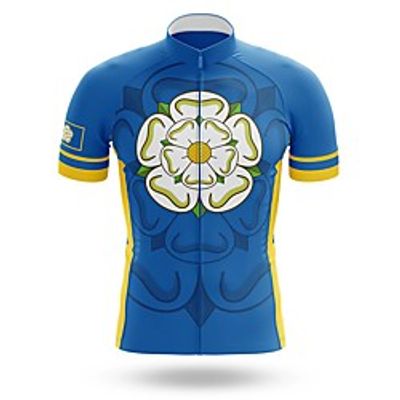 21Grams Men's Short Sleeve Cycling Jersey Summer Spandex Blue Floral Botanical Bike Top Mountain Bike MTB Road Bike Cycling Quick Dry Moisture Wicking Sports Clothing Apparel  Athleisure Lightinthebox