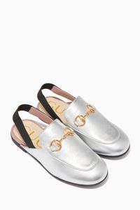 Silver Princetown Leather Slippers