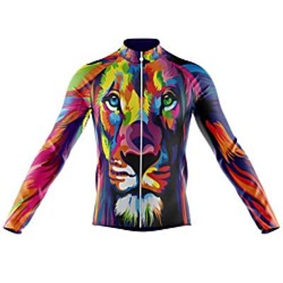 21Grams Men's Long Sleeve Cycling Jersey Spandex Blue 3D Lion Bike Top Mountain Bike MTB Road Bike Cycling Quick Dry Moisture Wicking Sports Clothing Apparel  Stretchy  Athleisure Lightinthebox