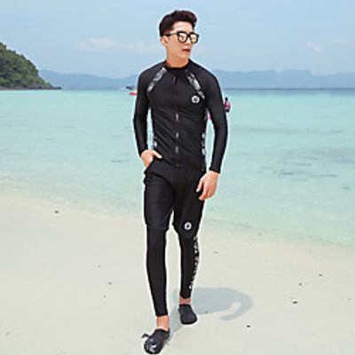 Men's Rash Guard Dive Skin Suit Spandex Swimwear UV Sun Protection Quick Dry Long Sleeve 3-Piece - Swimming Diving Surfing Snorkeling Patchwork Autumn  Fall Spring Summer Lightinthebox
