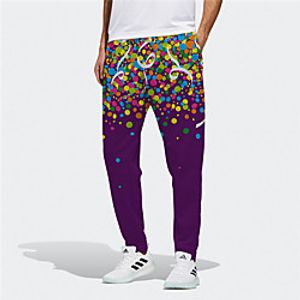 Men's Novelty Designer Casual / Sporty Big and Tall Breathable Sports Daily Fitness Jogger Pants Sweatpants Trousers Pants Polka Dot Graphic Prints Full Length Drawstring Elastic Waist Purple miniinthebox