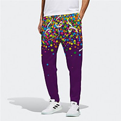 Men's Novelty Designer Casual / Sporty Big and Tall Breathable Sports Daily Fitness Jogger Pants Sweatpants Trousers Pants Polka Dot Graphic Prints Full Length Drawstring Elastic Waist Purple miniinthebox