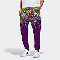 Men's Novelty Designer Casual / Sporty Big and Tall Breathable Sports Daily Fitness Jogger Pants Sweatpants Trousers Pants Polka Dot Graphic Prints Full Length Drawstring Elastic Waist Purple miniinthebox - thumbnail