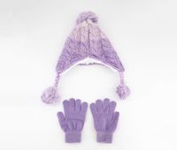 Big Girls 2-Pc. Ombre Heidi Hat & Gloves Set  Purple - thumbnail