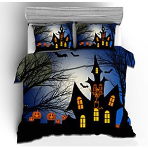 Halloween Duvet Cover Microfiber Soft and Breathable Easy-Care Bedding Quilt Cover with Zipper Closure Three-Piece Bed Set for Bedroom and School Dormitory miniinthebox