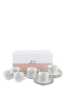 Mirrors Espresso Cups and Saucers, Set of Six - thumbnail