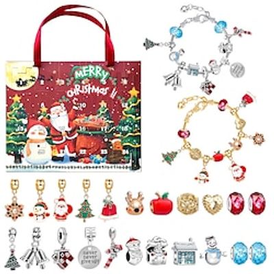 Christmas Advent Calendar Bracelet 2023 for Girls, 24 Days Christmas Countdown Calendar with 22PC DIY Charm Beads and 2 Bracelets, Xmas Stocking Stuffer Gifts Idea,Best Gifts for Girls Kids Teens Lightinthebox