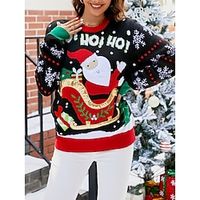 Women's Ugly Christmas Sweater Pullover Sweater Jumper Crew Neck Chunky Knit Acrylic Embroidered Knitted Drop Shoulder Spring Fall Winter Regular Party Christmas Fashion Party Long Sleeve Santa Claus Lightinthebox - thumbnail