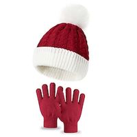 Santa Claus Gloves Hat Men's Women's Unisex Boys Christmas Christmas Carnival Christmas Eve Polyester Gloves Hat Lightinthebox - thumbnail
